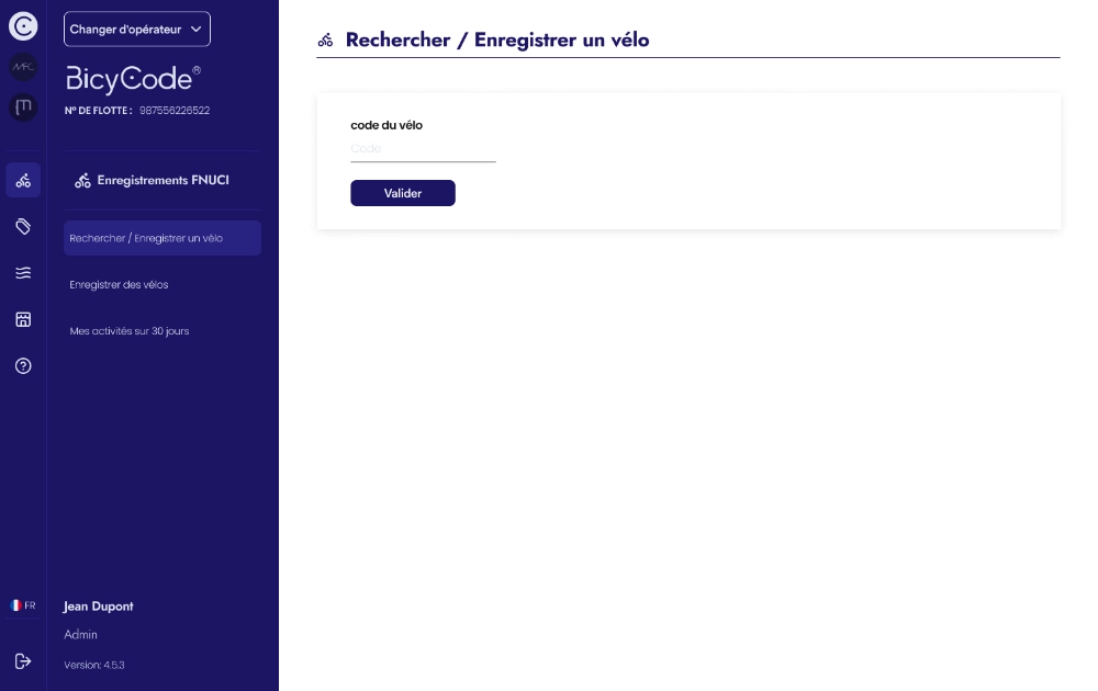 Ecran d'acceuil actuel de la plateforme